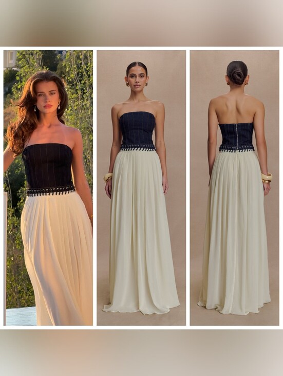 Meshki Dresses & Skirts - Suella Chiffon Denim Maxi Dress - Indigo Blue